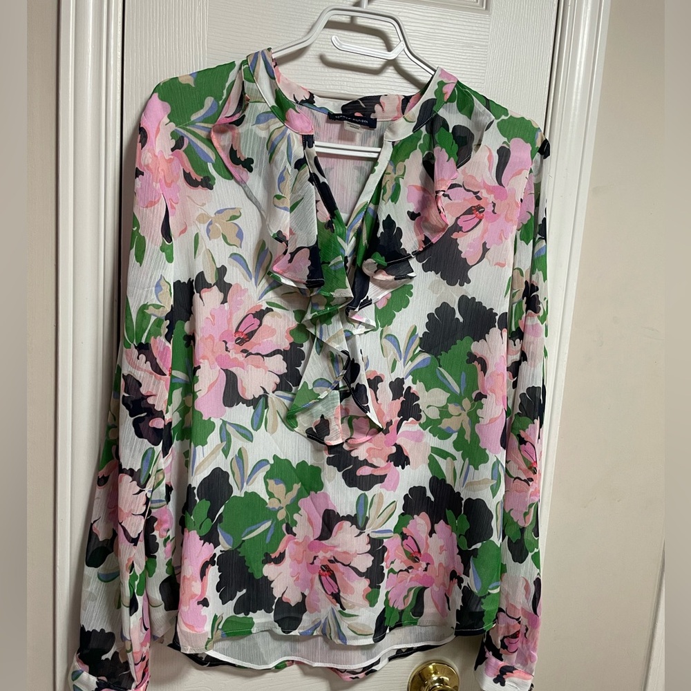 Tommy Hilfiger Floral Blouse - Pink, Green, Black PTP 20”